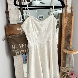 White Eyelet Spaghetti Strap Summer Dress